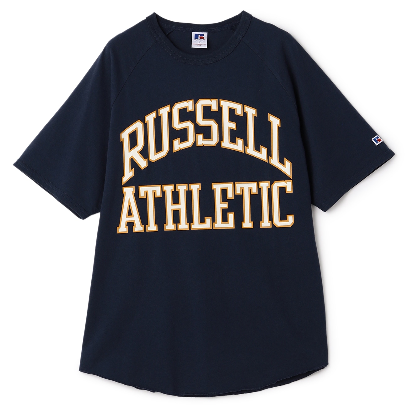 【SizeMAX×RUSSELL ATHLETIC】別注 ロゴプリントラグランTシャツ