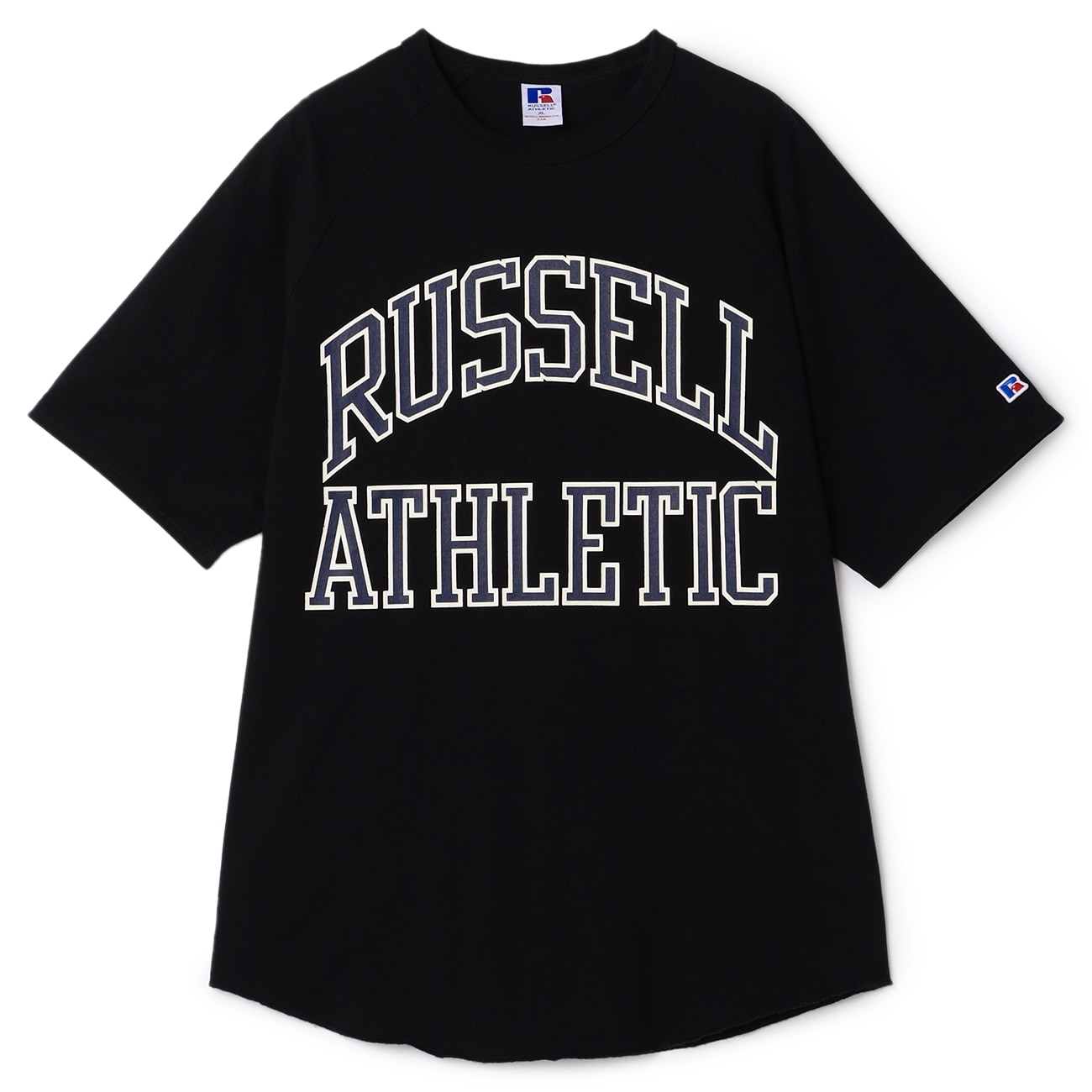 【SizeMAX×RUSSELL ATHLETIC】別注 ロゴプリントラグランTシャツ