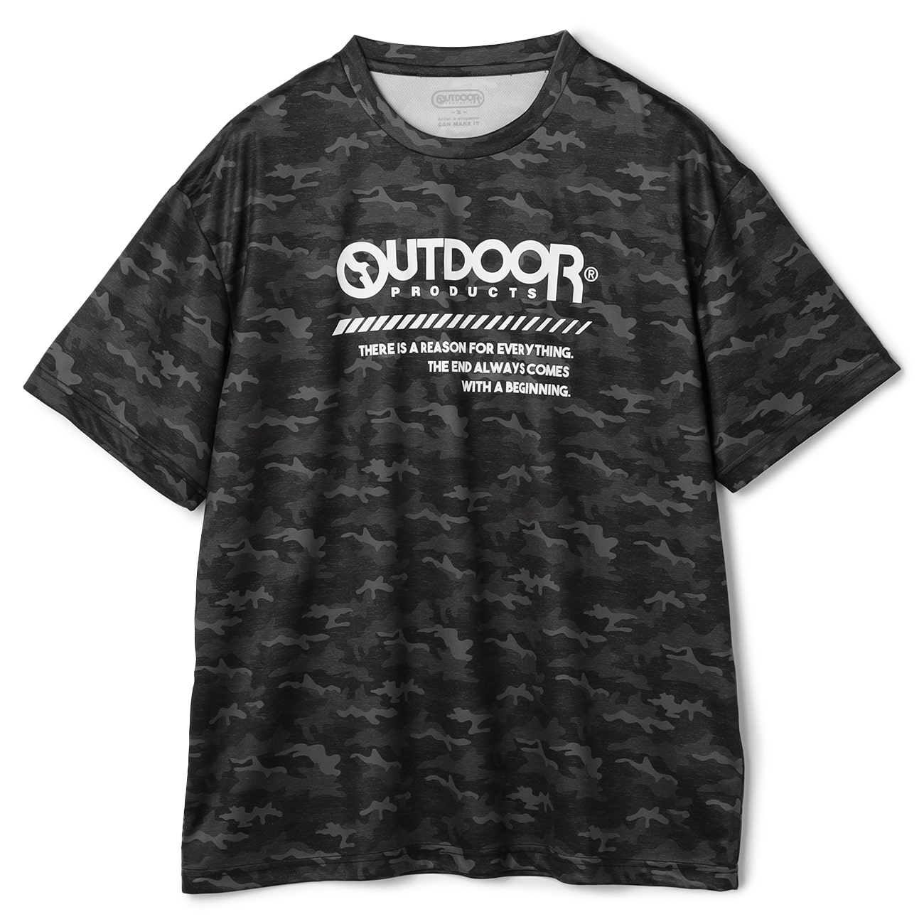 【SizeMAX】OUTDOOR ドライカモフラージュ総柄プリントTシャツ