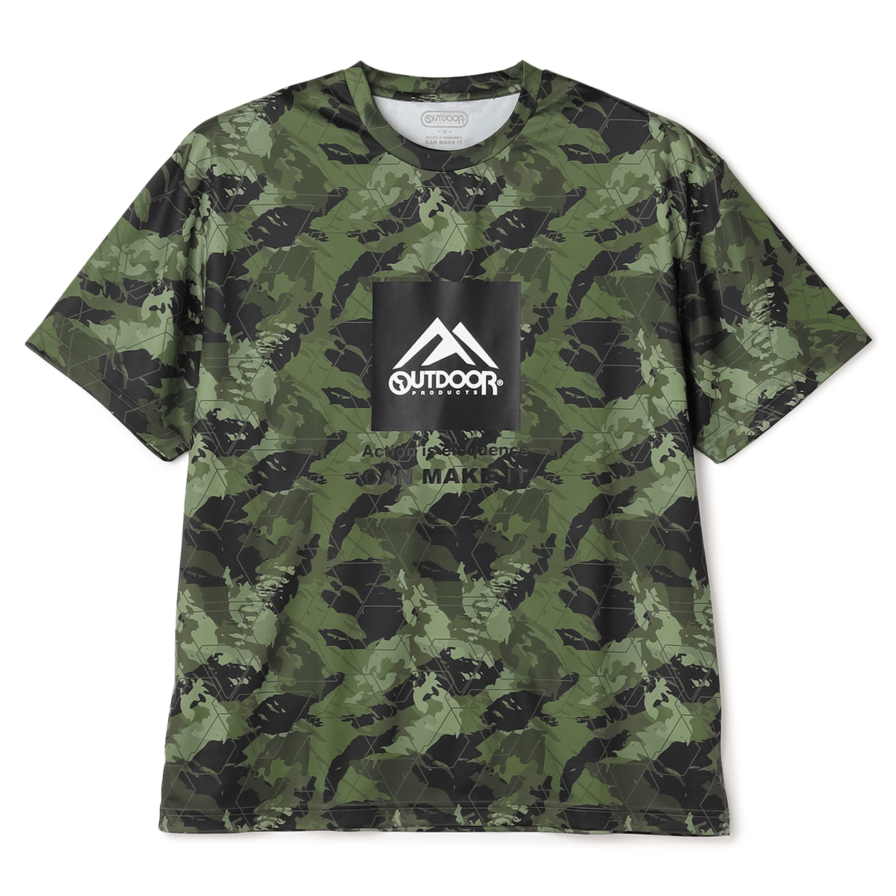 【SizeMAX】OUTDOOR PRODUCTS ドライメッシュ幾何学プリントTシャツ 【SizeMAX】OUTDOOR PRODUCTS ドライメッシュ幾何学プリントTシャツ