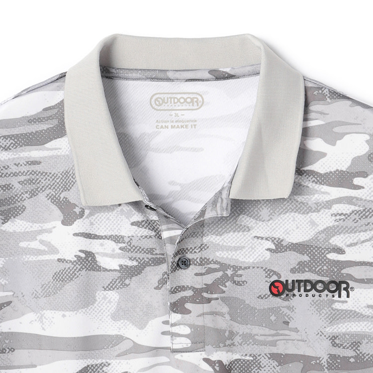 SizeMAX】OUTDOOR ドライカモフラージュ総柄プリントポロシャツ SizeMAX】OUTDOOR ドライカモフラージュ総柄プリントポロシャツ