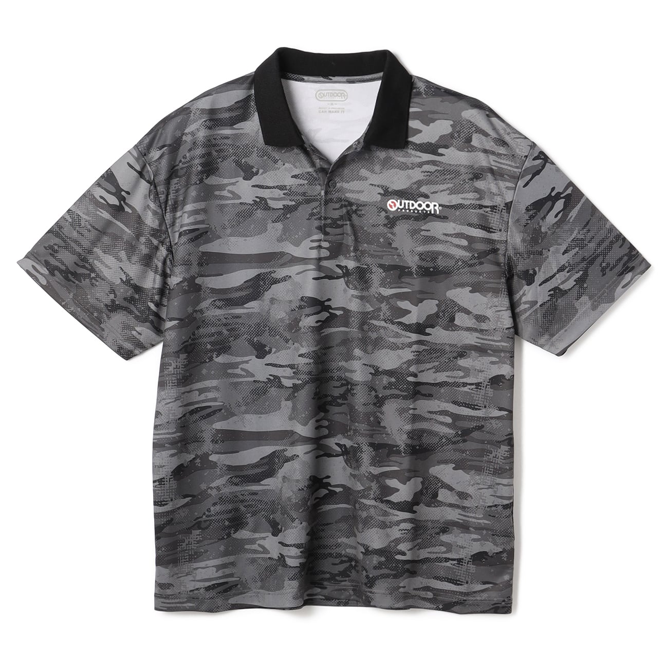 【SizeMAX】OUTDOOR ドライカモフラージュ総柄プリントポロシャツ