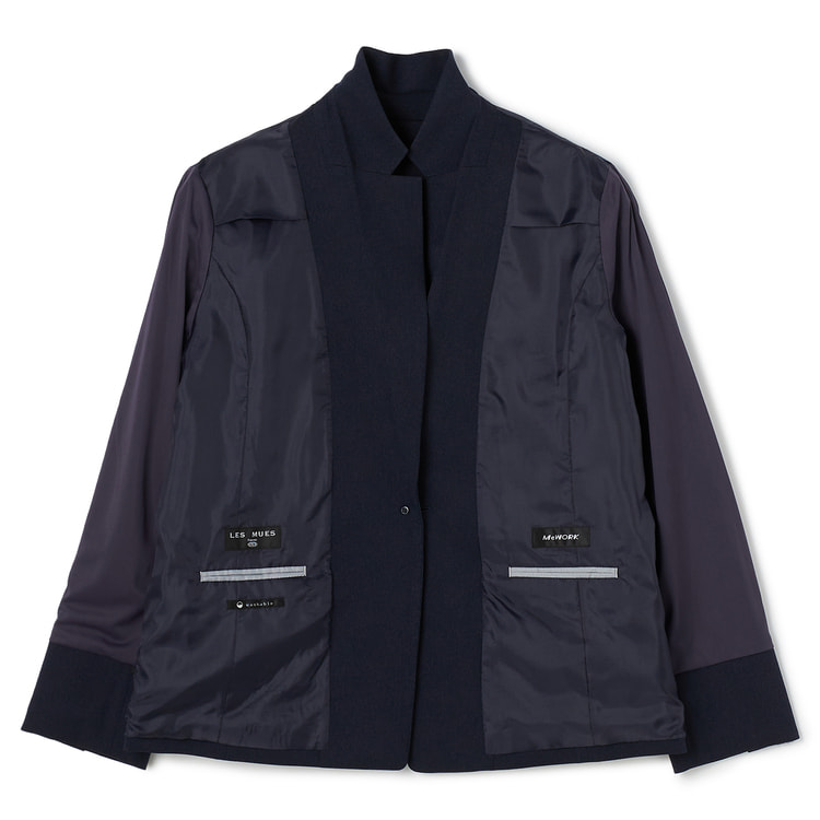 クイーンサイズ】洗えるテーラードジャケット 紺ピンヘッド