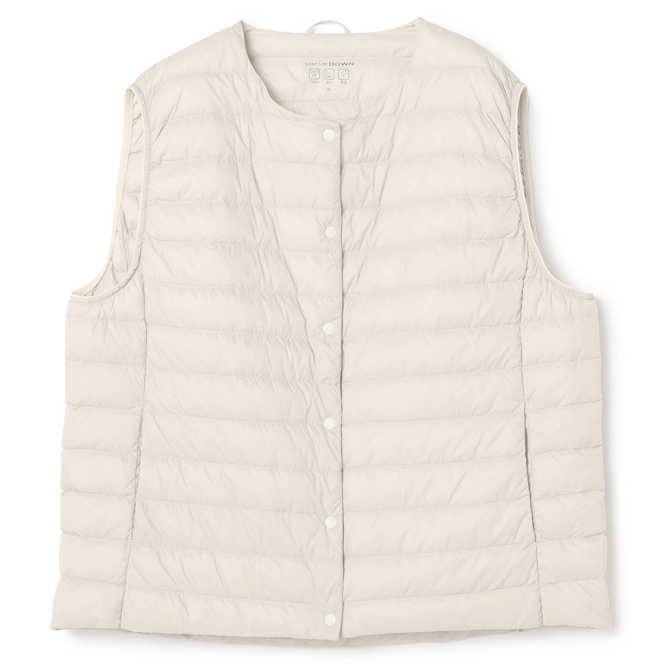 クイーンサイズ】ライトダウンノーカラーインナーベスト 収納袋付き