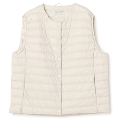 クイーンサイズ】ライトダウンノーカラーインナーベスト 収納袋付き