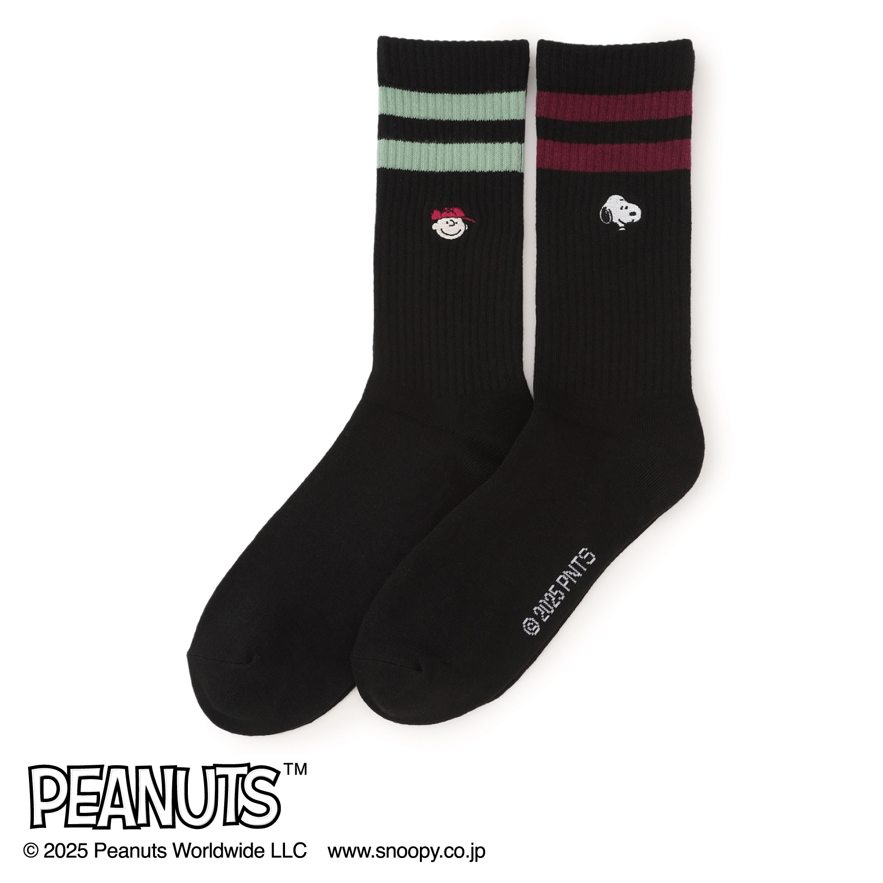 AOKI&PEANUTSコラボ 25-27cm スヌーピーソックスM寸 2足組 AOKI&PEANUTSコラボ 25-27cm スヌーピーソックスM寸 2足組