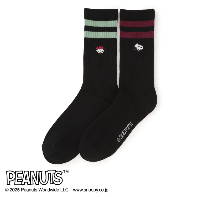 AOKI＆PEANUTSコラボ 25-27cm スヌーピーソックスM寸 2足組