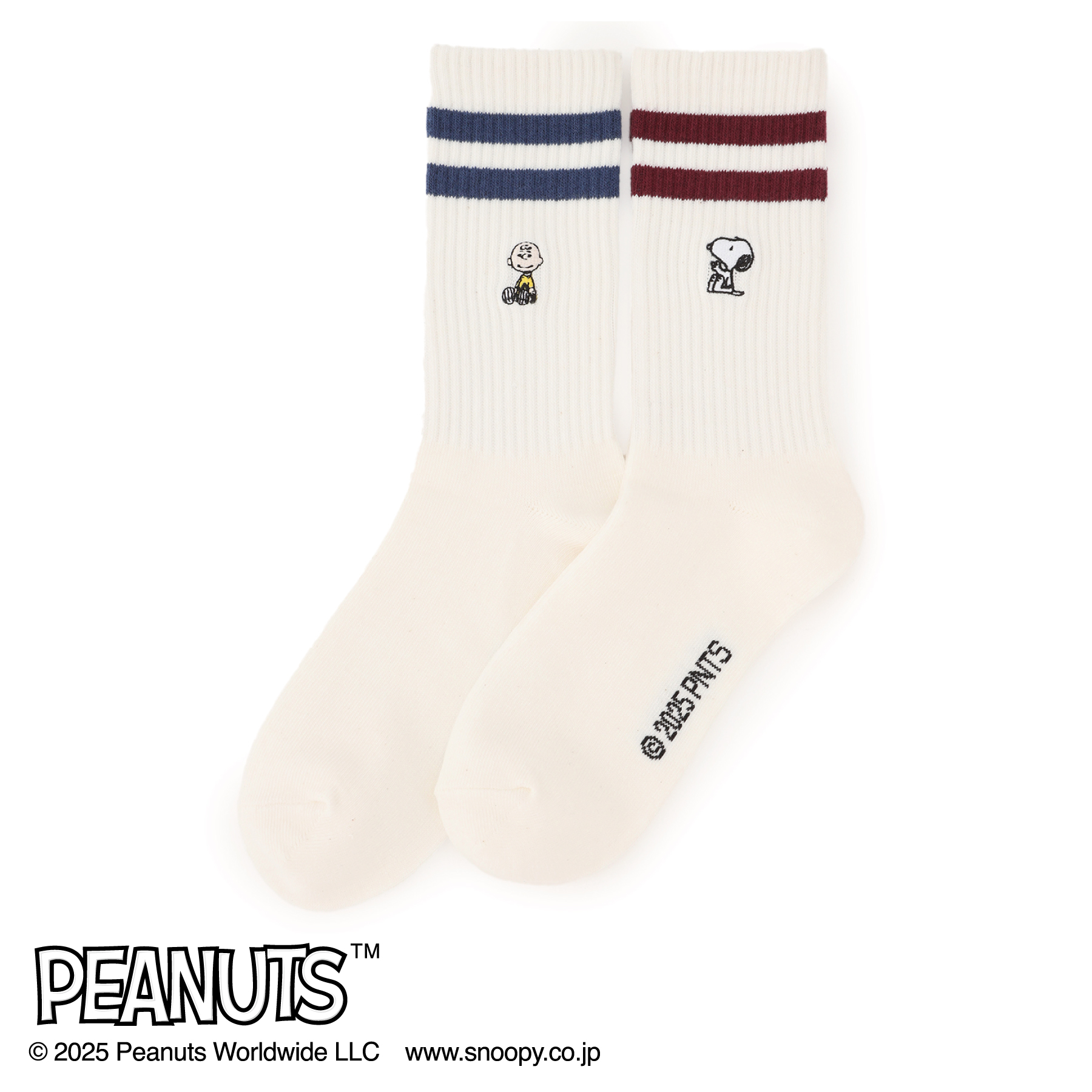 AOKI&PEANUTSコラボ 23-25cm スヌーピーソックスS寸 2足組 AOKI&PEANUTSコラボ 23-25cm スヌーピーソックスS寸 2足組