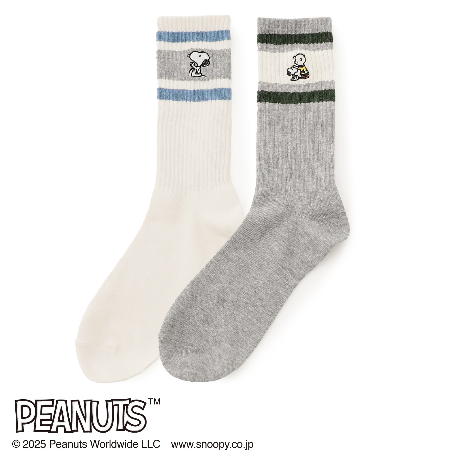AOKI＆PEANUTSコラボ 25-27cm スヌーピーソックスM寸 2足組