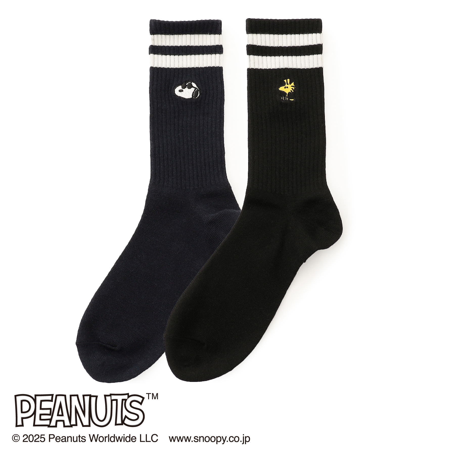 AOKI&PEANUTSコラボ 25-27cm スヌーピーソックスM寸 2足組 AOKI&PEANUTSコラボ 25-27cm スヌーピーソックスM寸 2足組