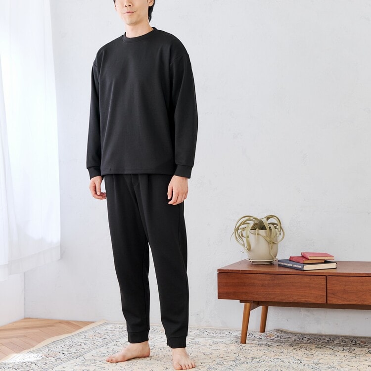 2023✨ かぐれ　リネン100%　長袖　オールインワン　黒　F 2/60 WOOL GABARDINE R DOUBLE LAYERED LONG COAT(XS Black