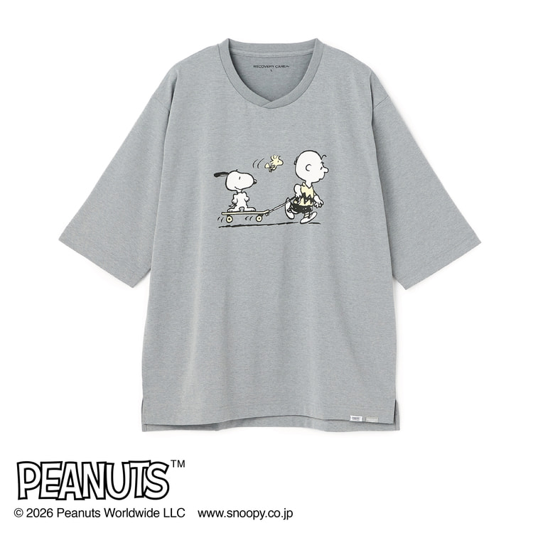 AOKI＆PEANUTSコラボ リカバリーケアプラス ルームウェア 五分袖Tシャ