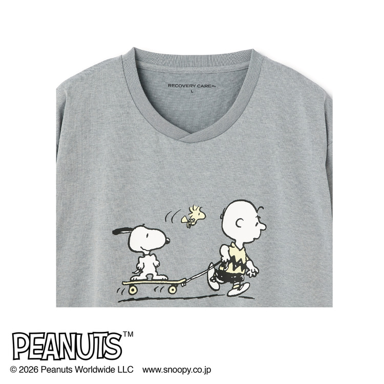 AOKI＆PEANUTSコラボ リカバリーケアプラス ルームウェア 五分袖Tシャ