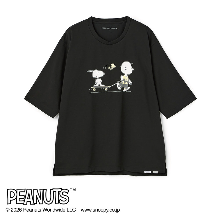 AOKI＆PEANUTSコラボ リカバリーケアプラス ルームウェア 五分袖Tシャ