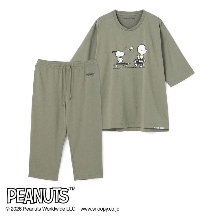 AOKI＆PEANUTSコラボ リカバリーケアプラス ルームウェア 五分袖Tシャ