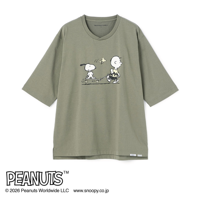 AOKI＆PEANUTSコラボ リカバリーケアプラス ルームウェア 五分袖Tシャ