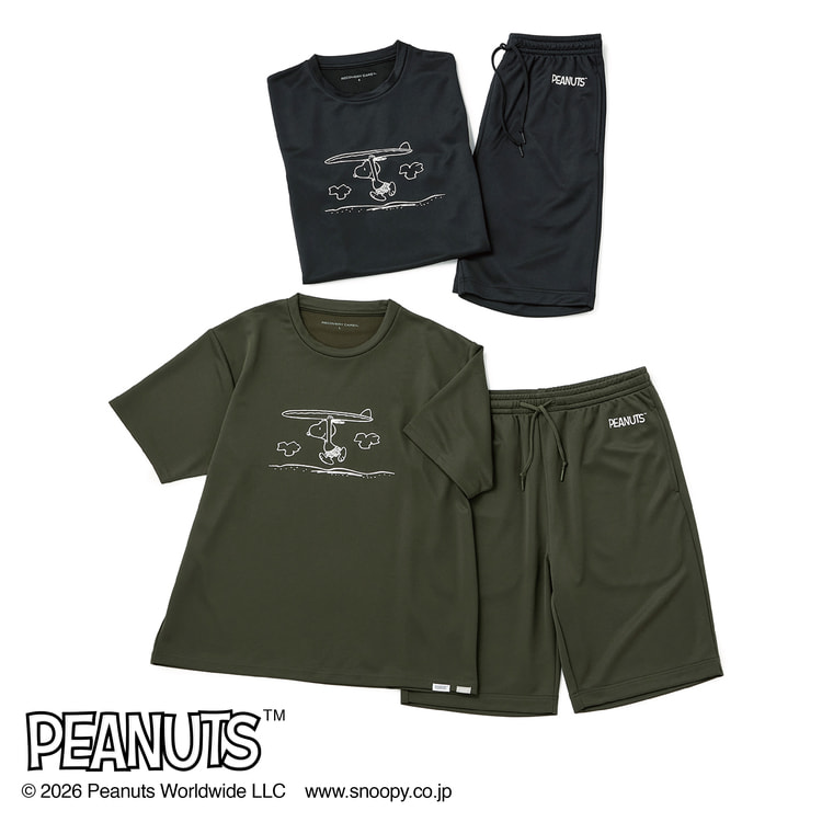 AOKI＆PEANUTSコラボ リカバリーケアプラス ルームウェア メッシュ 半