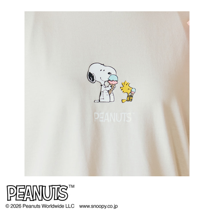AOKI＆PEANUTSコラボ リカバリーケアプラス ルームウェア 五分袖 チュ
